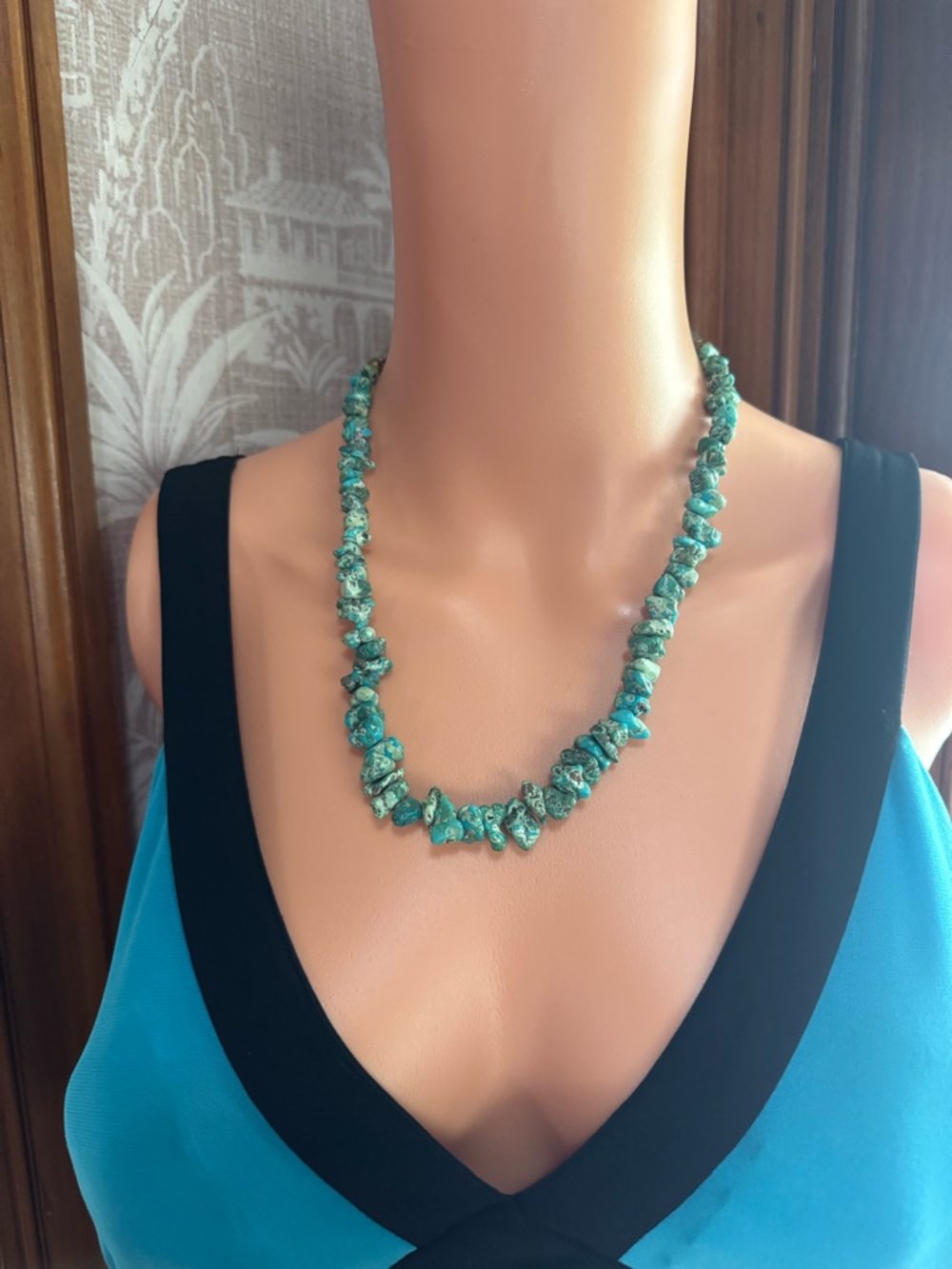 Old Pawn Native Navajo 20” Chunky Turquoise Bead Necklace Vintage READ